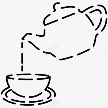 倒茶水壶杯子图标图标