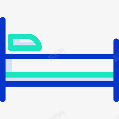 135号酒店单人床轮廓颜色图标图标