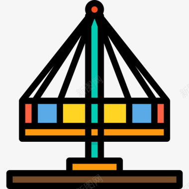 木板秋千秋千游乐场9线性颜色图标图标