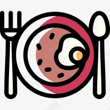 炒饭亚洲美食餐厅9颜色省略图标图标