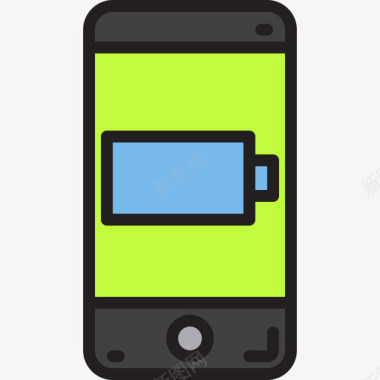手机电池电量电池电量不足移动应用程序2线性颜色图标图标