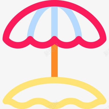 太阳伞夏季派对25线性颜色图标图标