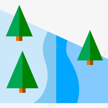 冬季雪山路线冬季运动5平坦图标图标