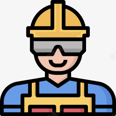 工人重工业和电力工业3线性颜色图标图标