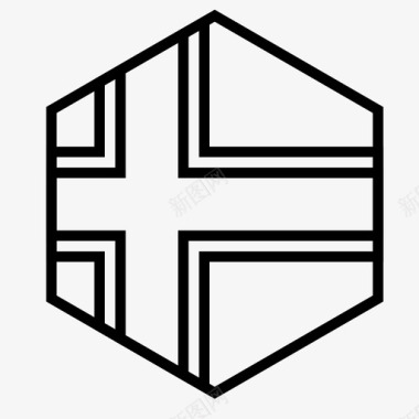 六边形的轮廓法罗群岛旗法罗群岛fro图标图标