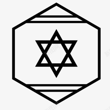 六边形的轮廓以色列国旗国家世界图标图标