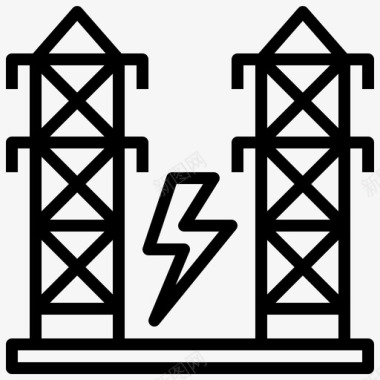 持续力电塔可持续能源26线性图标图标