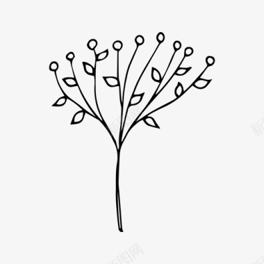 春分植物植物树枝涂鸦图标图标