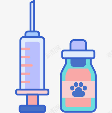 矢量兽医疫苗兽医35线性颜色图标图标