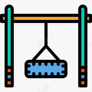 秋千免抠素材秋千游乐场9线性颜色图标图标