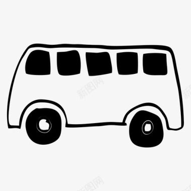 公共标识红公共汽车汽车运输图标图标