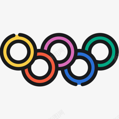奥林匹克运动会希腊神话7线条色彩图标图标
