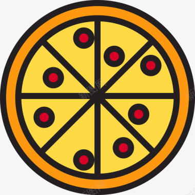 原色披萨食物119原色图标图标