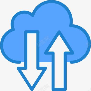 商务科技蓝色上下箭头云计算37蓝色图标图标