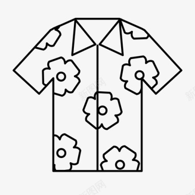 夏威夷衬衫海滩服装图标图标