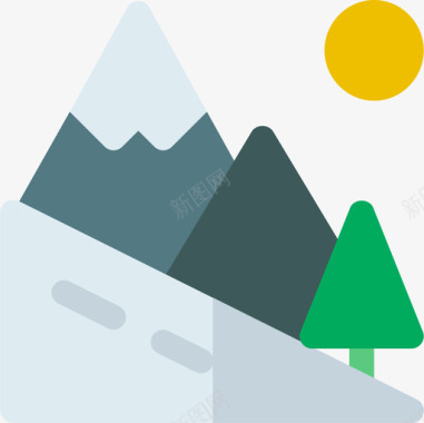 冬季雪山希尔冬季运动6平坦图标图标