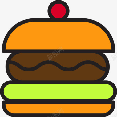 食物和饮料汉堡食物119原色图标图标