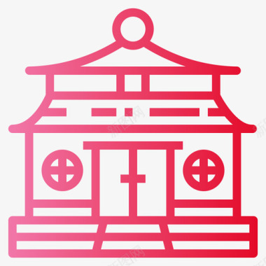 庙宇中国39号坡度图标图标