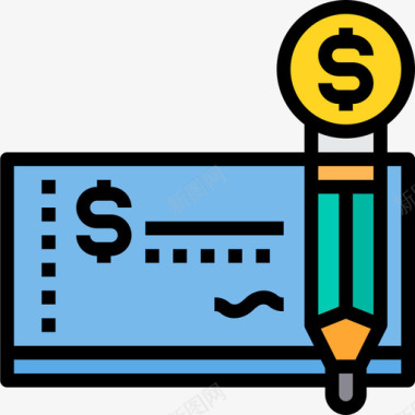 商业类支票商业管理33线颜色图标图标