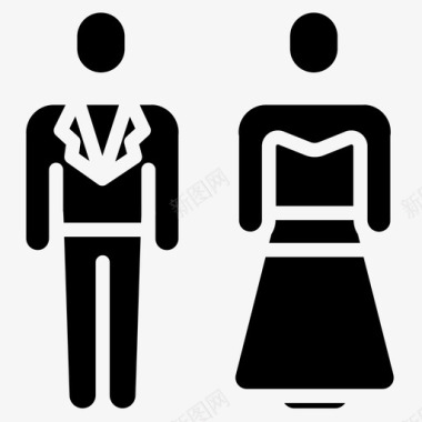 新婚夫妇婚礼147实心图标图标