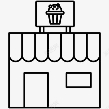 糕点店商店咖啡店轮廓图标图标