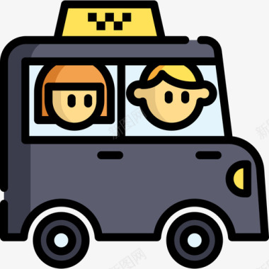 出租车旅游者4线性颜色图标图标