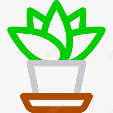 植物插画植物家装18线颜色图标图标