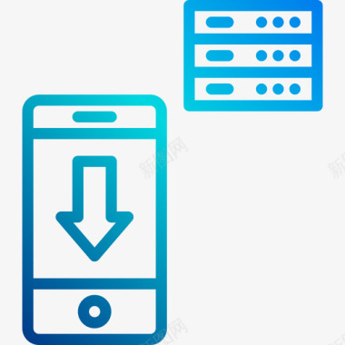 数据云数据库和云线性梯度图标图标