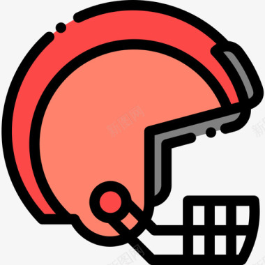 橄榄球头盔极限运动19线性颜色图标图标