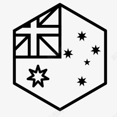 六边形的轮廓澳大利亚国旗国家世界图标图标