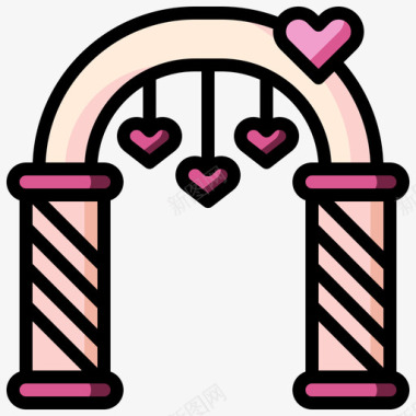 婚礼拱门爱情与浪漫14线条色图标图标