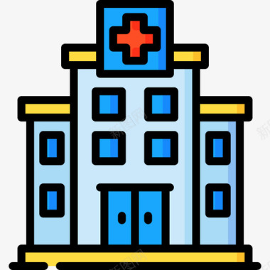城市医院城市生活17线性颜色图标图标