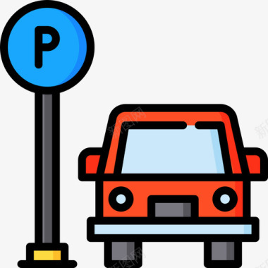 停车场停车场城市生活17线性颜色图标图标
