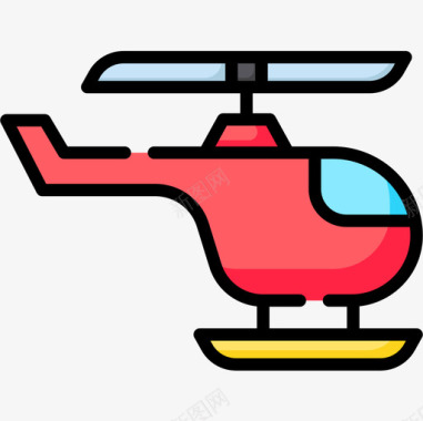 儿童直升机儿童玩具23线性颜色图标图标