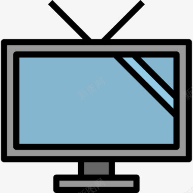 色彩柔和电视媒体广告7线性色彩图标图标