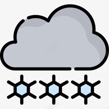 有雪的房顶雪自然72线性颜色图标图标