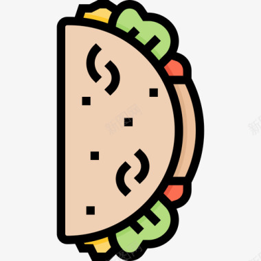 墨西哥玉米饼墨西哥符号线颜色图标图标
