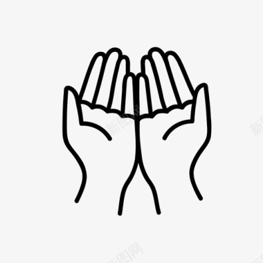 五指张开祈祷肢体语言手图标图标