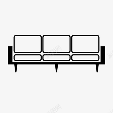 中世纪沙发沙发座椅图标图标