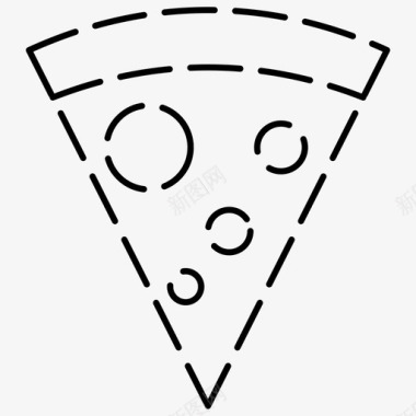 披萨三角形食物虚线图标图标
