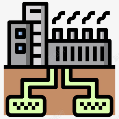 持续力地热可持续能源24线性颜色图标图标