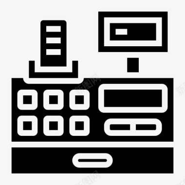 传统集市收银机集市收据图标图标