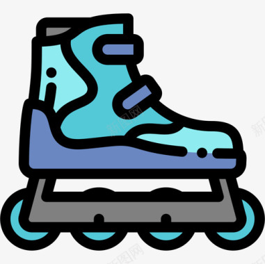 溜冰鞋极限运动19线性颜色图标图标