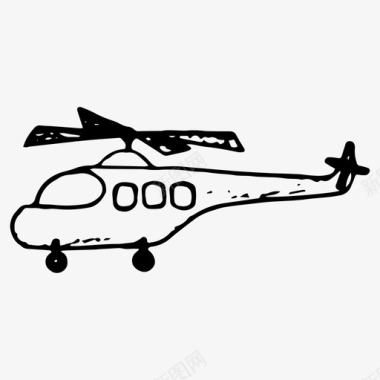 直升机飞行手绘图标图标
