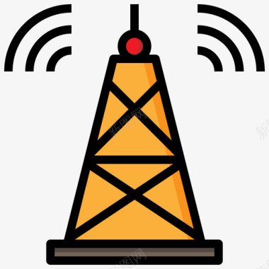 信号塔信号塔城市元素44线性颜色图标图标