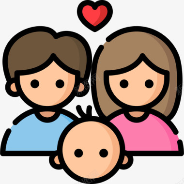 家庭幸福13线性颜色图标图标