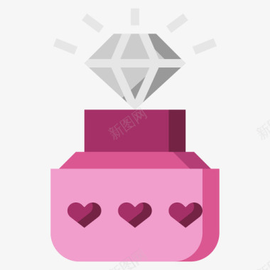 钻石爱情和浪漫15扁平图标图标