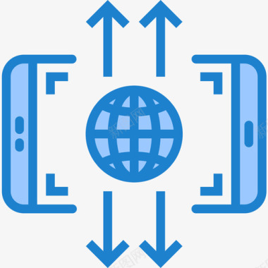 全球网格智能手机应用程序6蓝色图标图标