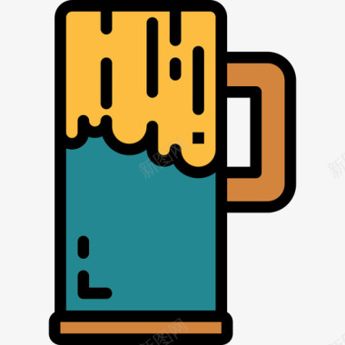 啤酒杯啤酒杯购物123线性颜色图标图标