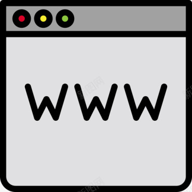 Www网站和电子邮件3线颜色图标图标